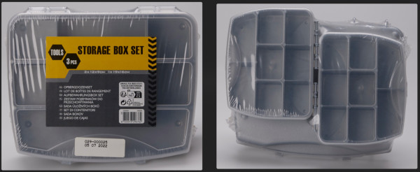Aufbewahrungsbox-Set TOOL in grau aus Polypropylen
