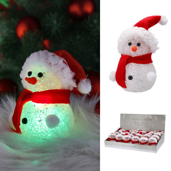 Leuchtfigur SCHNEEMANN LED in mehrfarbig aus Kunststoff