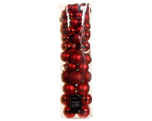 Weihnachtskugel-Set AVA in rot aus Kunststoff
