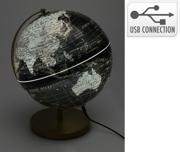 Globus WORLD in schwarz aus Eisen