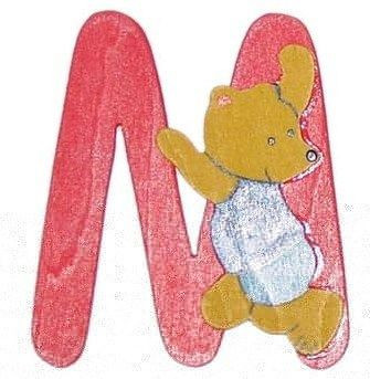 Holzbuchstabe M Bär-Design in bunt aus Holz