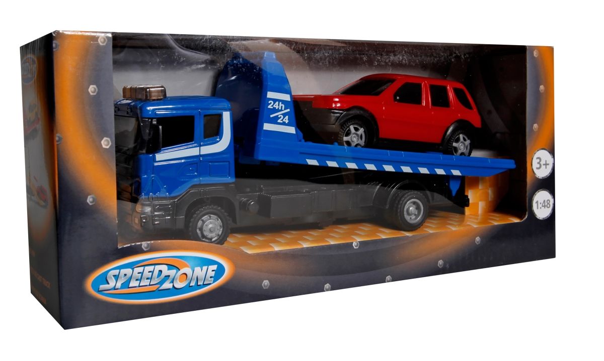 3-fach sortiert Speedzone D/C Autotransporter mit 2 PKW 
