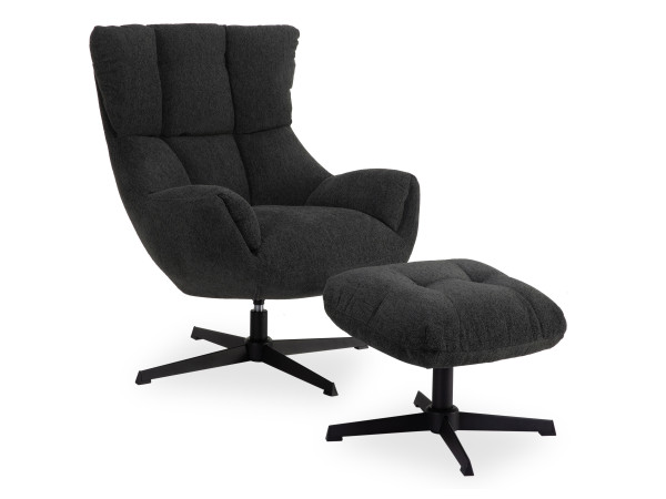 Relaxsessel mit Hocker MAVE in grün aus Stoff
