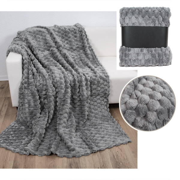 Decke FLANELL JACQUARD DOTS in mehrfarbig aus Polyester