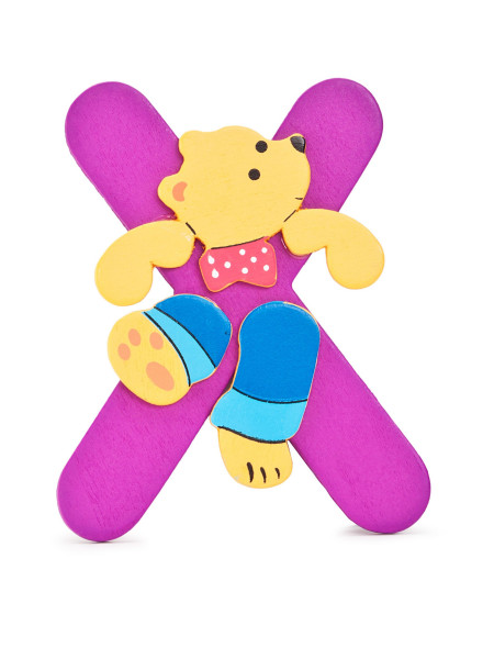 Holzbuchstabe X Bär-Design in bunt aus Holz