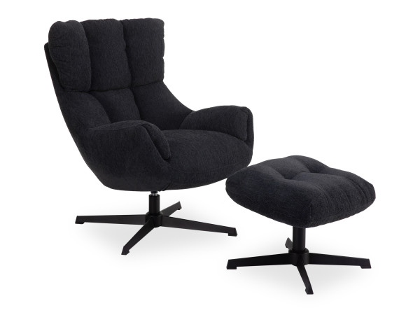 Relaxsessel mit Hocker MAVE in anthrazit aus Stoff