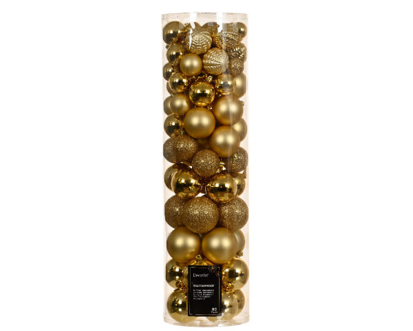 Weihnachtskugel-Set AVA in goldfarben aus Kunststoff