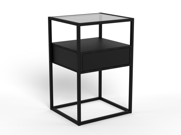 Nachtkonsole RANDOLF in grau aus Materialmix