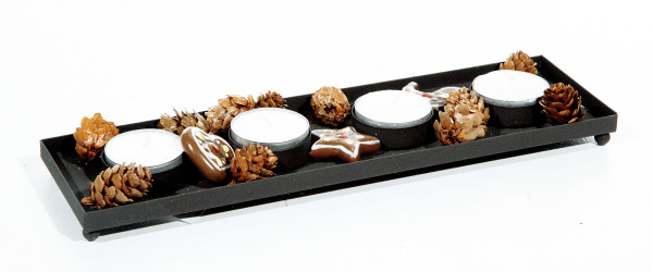 Kerzenhalter X-MAS PLATE in schwarz aus Eisen