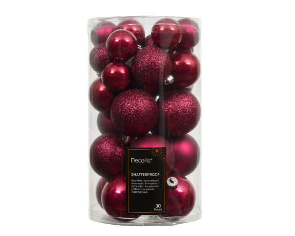 Weihnachtskugel-Set MIX in pink aus Kunststoff