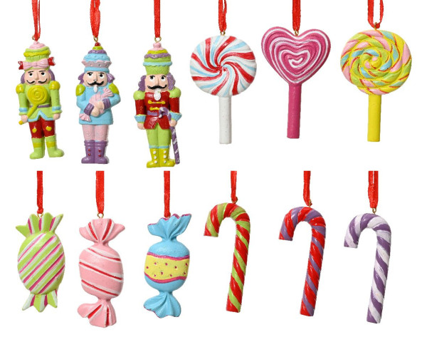 Christbaumschmuck Hänger CANDY in mehrfarbig aus Polyresin