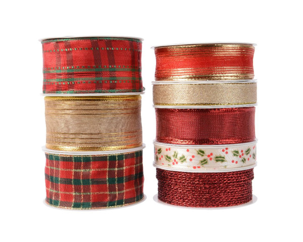 Geschenkband X-MAS multi in mehrfarbig aus Polyester