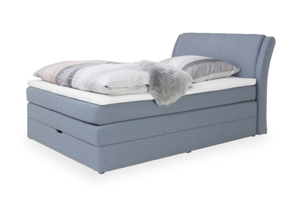 Boxspringbett SELVA in blau aus Stoff