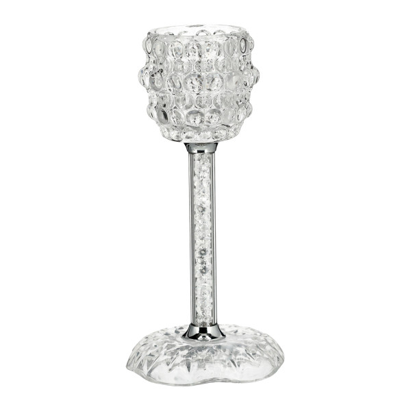 Kerzenhalter KRISTAL in silberfarben aus Glas