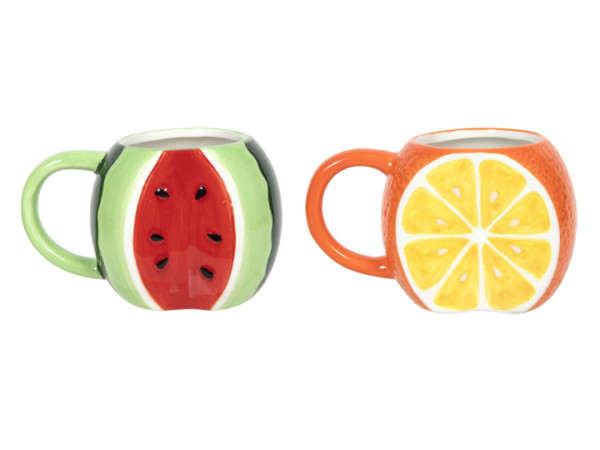 Kaffeebecher FRUITS in mehrfarbig aus Keramik