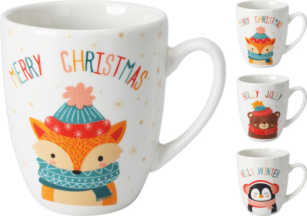 Kaffeebecher X-MAS in mehrfarbig aus Porzellan