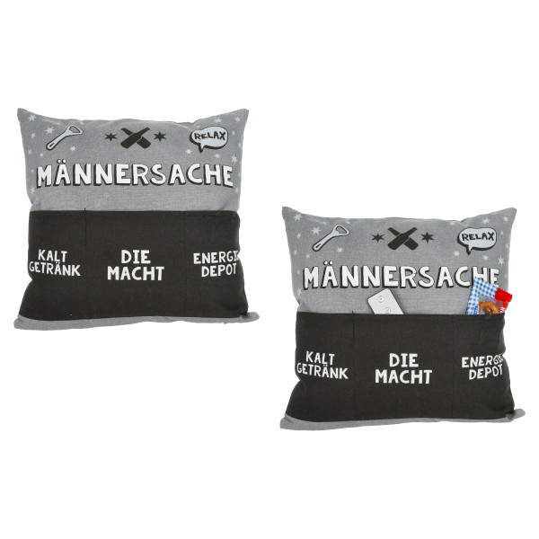 Kissen MÄNNERSACHE grau