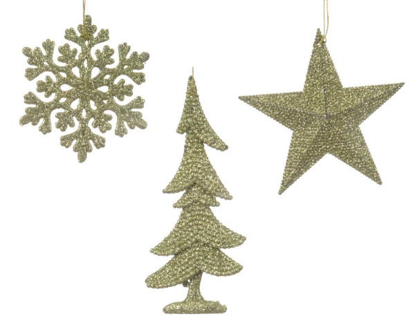 Christbaumschmuck Hänger GLITTER pistazie in pistazie aus Kunststoff