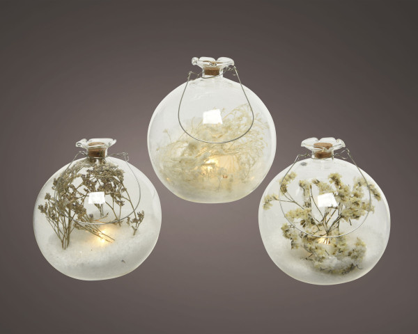 Weihnachtskugel LED NATURE in natur aus Glas