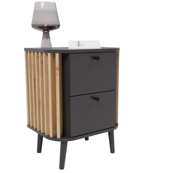 Nachtkommode PURE in grau aus Holz