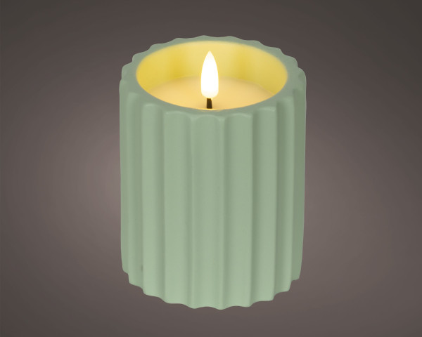 Kerze LED BETON grün in grün aus Wachs