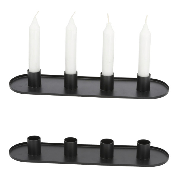 Kerzenhalter X-MAS OVAL in schwarz aus Eisen