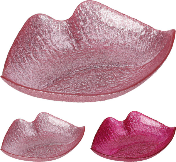 Schale LIPS in pink aus Glas