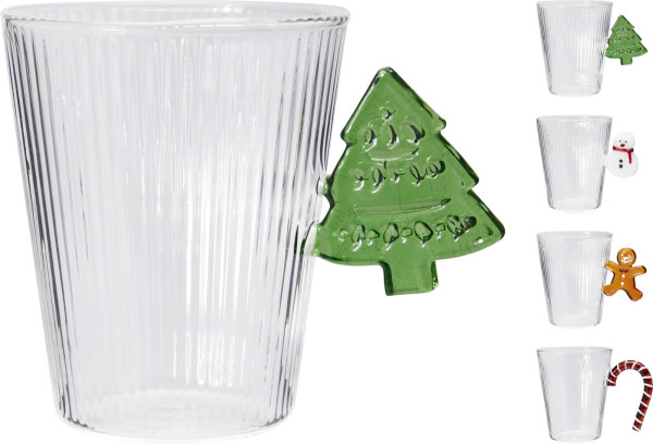 Trinkglas X-MAS in mehrfarbig aus Glas