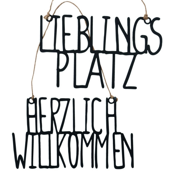 Schild LIEBLINGSPLATZ in schwarz aus Eisen