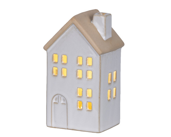 Dekoobjekt LED HOUSE in weiß aus Porzellan