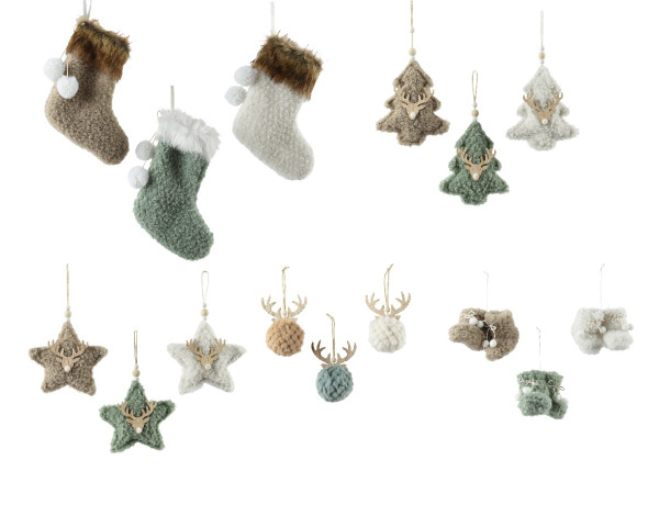Christbaumschmuck Hänger PLUSH in mehrfarbig aus Polyester