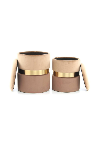 Hocker 2er-Set ZORA in mehrfarbig aus Polyester