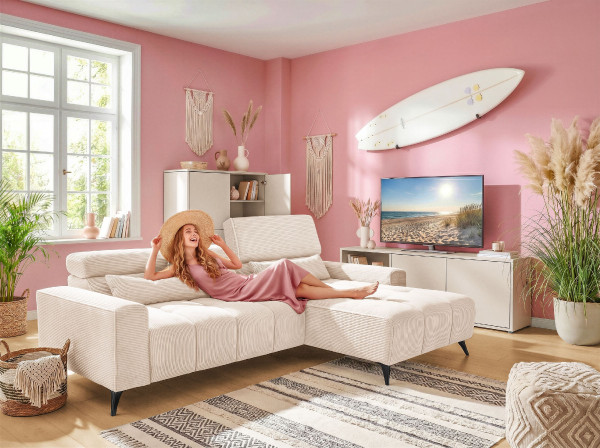 Polsterecke BAYLENE in beige aus Stoff