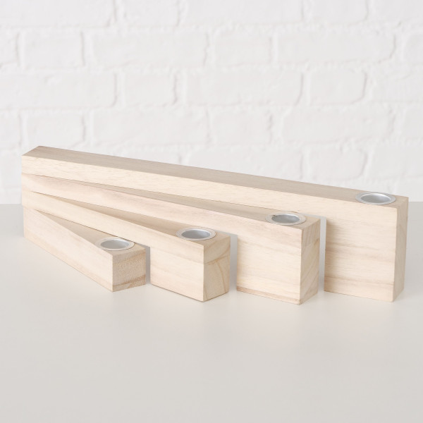 Kerzenleuchter EBBA in beige aus Holz