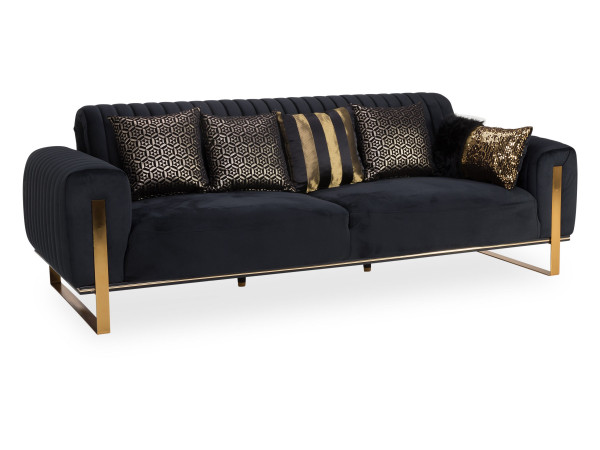 Sofa 3 Sitzer MUNIR in schwarz aus Stoff