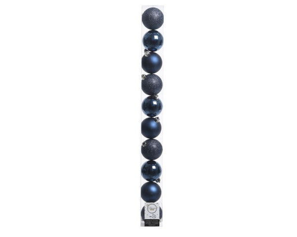 Weihnachtskugel-Set X-MAS blau in nachtblau aus Kunststoff