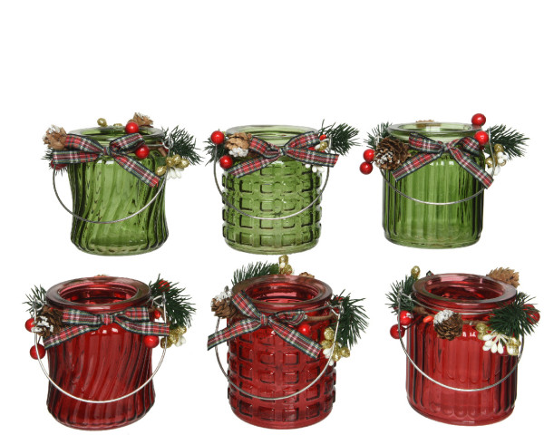 Windlicht RELIEF in mehrfarbig aus Glas