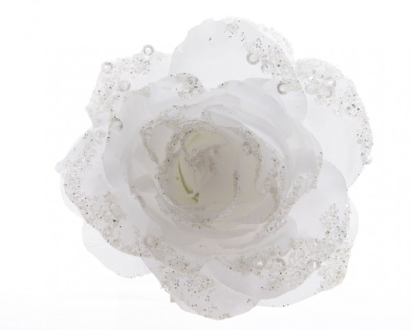Kunstblume ROSE weiß in weiß aus Polyester