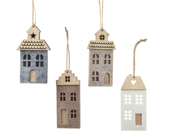 Christbaumschmuck Hänger HOUSE in mehrfarbig aus Filz