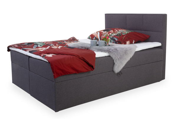 Boxbett KIAM in dunkelgrau aus Stoff