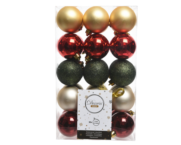 Weihnachtskugel-Set GRACE in mehrfarbig aus Kunststoff
