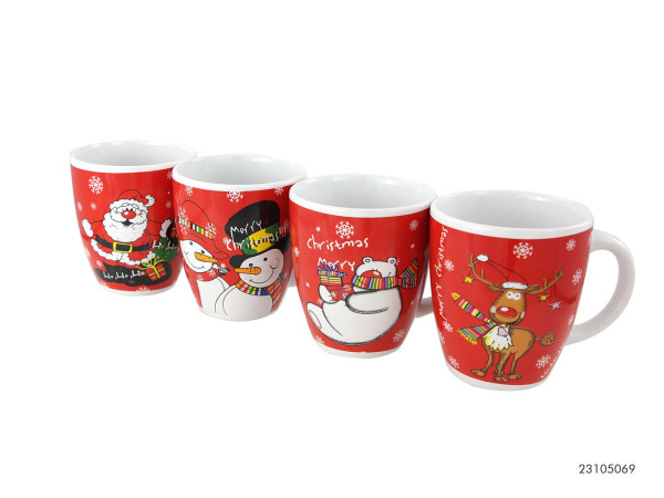 Kaffeebecher CHRISTMAS in rot aus Keramik