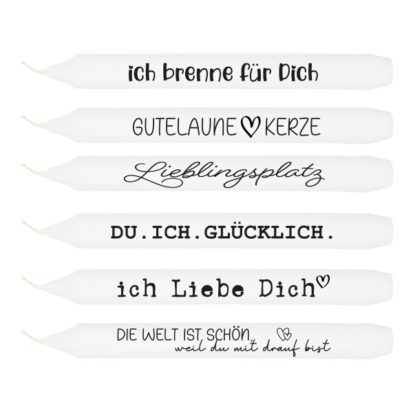 Stabkerze SPRÜCHE in weiß aus Wachs