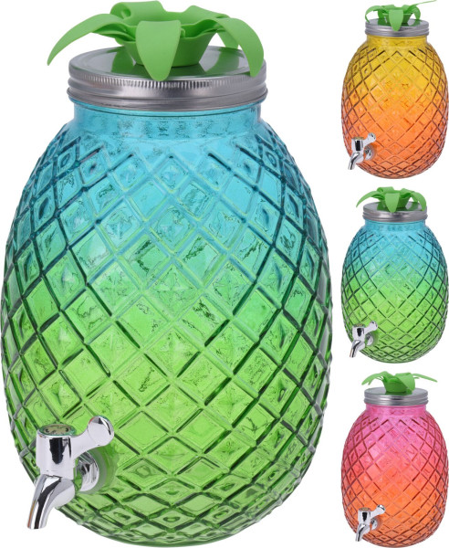 Getränkespender ANANAS in mehrfarbig aus Glas