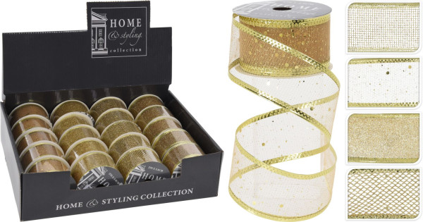 Geschenkband GLITTER beige