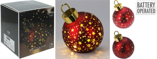 Dekoobjekt LED X-MAS BALL in rot aus Glas