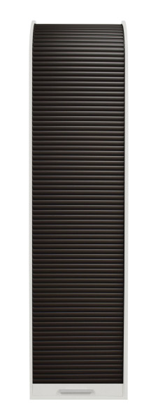 Rolladenschrank PULL in  weiß, Rollade graphit aus Holz