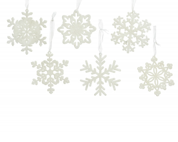 Christbaumschmuck Hänger SNOWFLAKE weiß in weiß aus Kunststoff