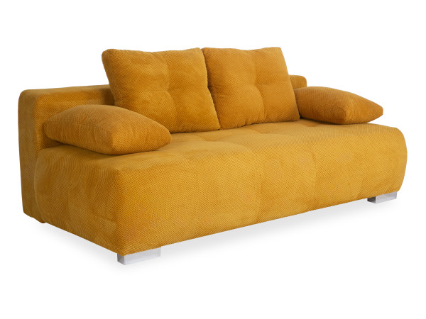 Schlafsofa MYLAINE in goldfarben aus Stoff