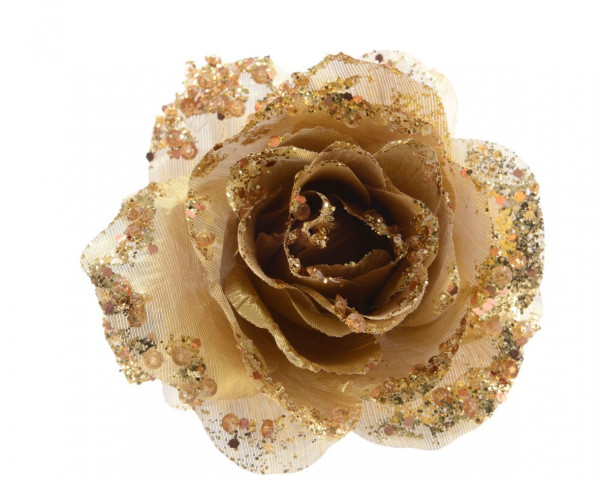 Kunstblume ROSE gold in goldfarben aus Polyester